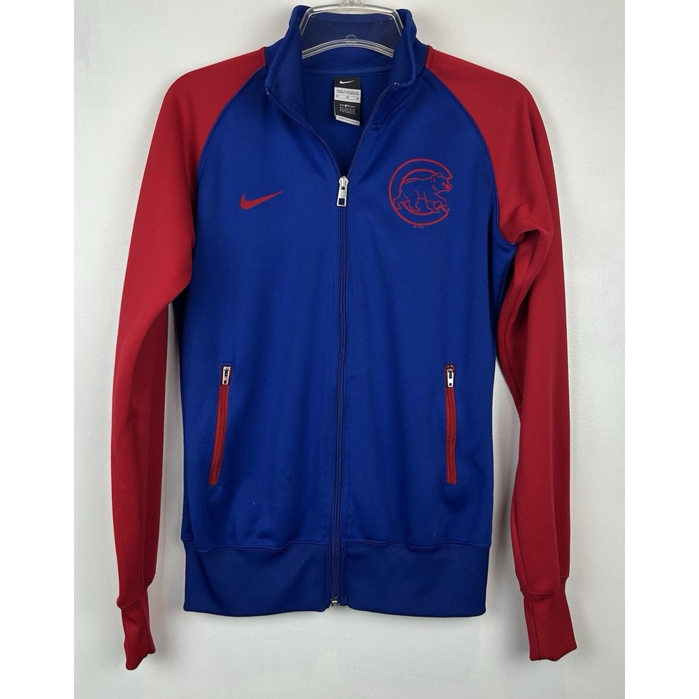 Chicago Cubs Jacket Womens Medium Nike Full Zip Colorblock Blue Red Read